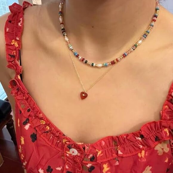 CAFFTI Beaded Necklace for Women 18K Gold Plated. - Picture 4 of 10